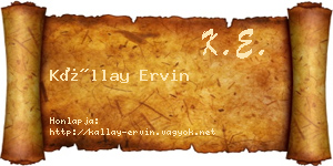 Kállay Ervin névjegykártya