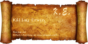 Kállay Ervin névjegykártya